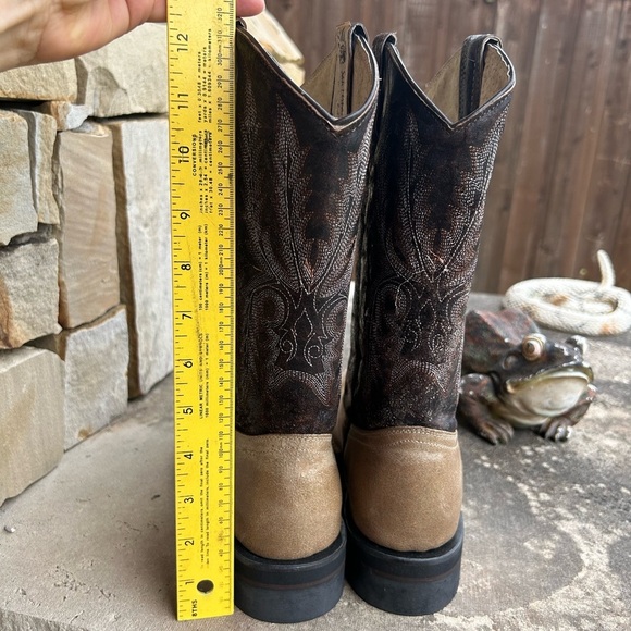 Mens Cowboy Western boots in tan & brown leather NWB Sz-28 (US 9.5) locBB - Picture 9 of 11